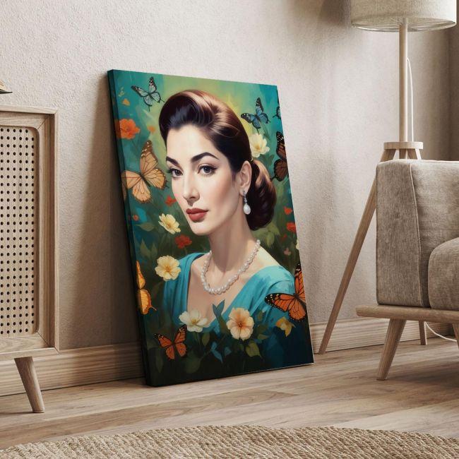 Canvas print Maria Callas with butterflies I