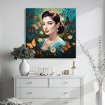 Canvas print Maria Callas with butterflies, square