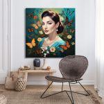 Canvas print Maria Callas with butterflies, square