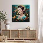 Canvas print Maria Callas with butterflies, square