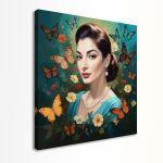 Canvas print Maria Callas with butterflies, square