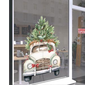 Christmas sticker, Christmas Car Carrying Tree Christmas 2