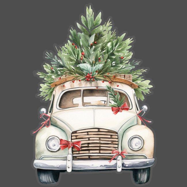 Χριστουγεννιάτικο αυτοκόλλητο, αυτοκίνητο με Χριστουγεννιάτικο δέντρο