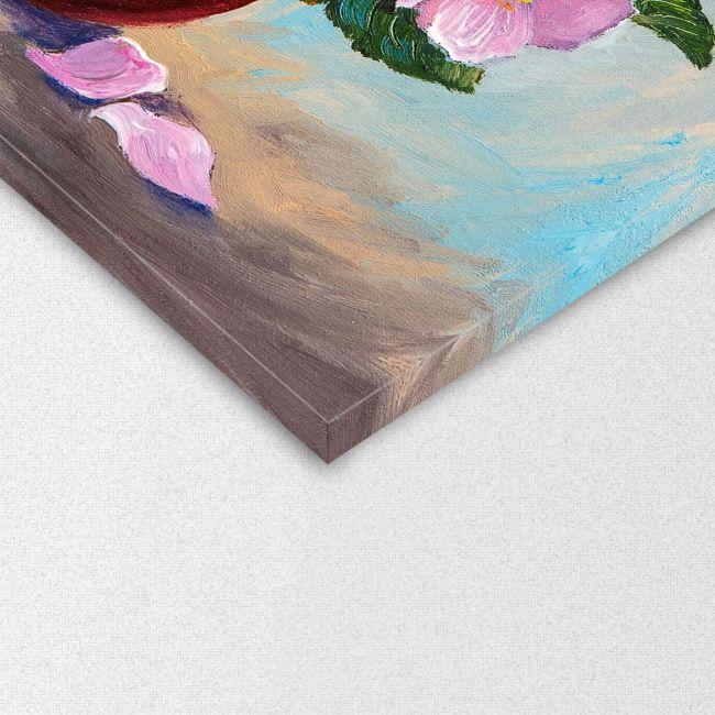 Canvas print Spring pink wild roses in a vase