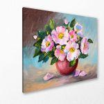 Canvas print Spring pink wild roses in a vase