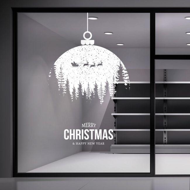 Χριστουγεννιάτικο αυτοκόλλητο, Μπάλα Xmas, white