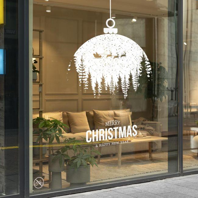 Χριστουγεννιάτικο αυτοκόλλητο, Μπάλα Xmas, white