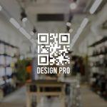 Shop window sticker, qr code and logo white