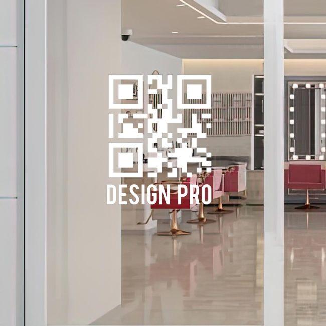 Shop window sticker, qr code and logo white