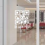 Αυτοκόλλητο βιτρίνας QR code με λογότυπο, λευκό