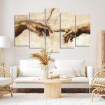 Canvas print The creation of Adam, detail,5 panels