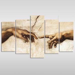 Πίνακας σε καμβά The creation of Adam, detail, πεντάπτυχος 2
