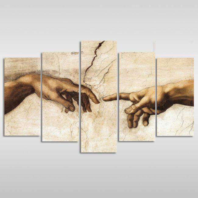 Πίνακας σε καμβά The creation of Adam, detail, πεντάπτυχος