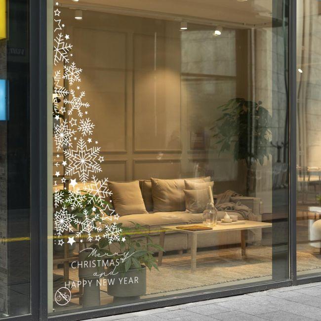 Christmas sticker, Half tree white art