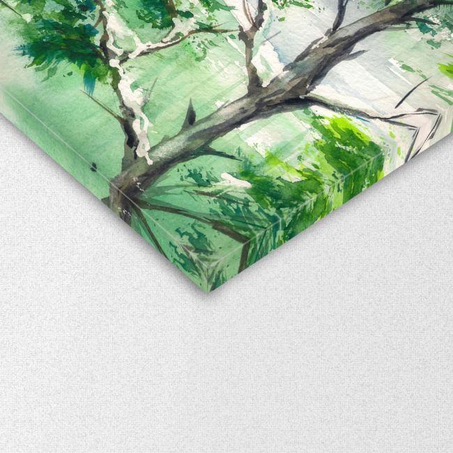 Πίνακας σε καμβά Λίμνη δάσος, Lake and house covered with snow