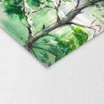 Canvas print Lake forest, Lake and house covered with snow