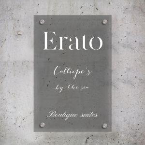 Πινακίδα εισόδου, mat plexiglass, λευκή εκτύπωση