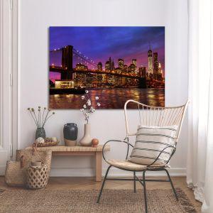 Πίνακας σε καμβά Brooklyn bridge and Manhattan at sunset 2