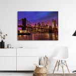 Πίνακας σε καμβά Brooklyn bridge and Manhattan at sunset