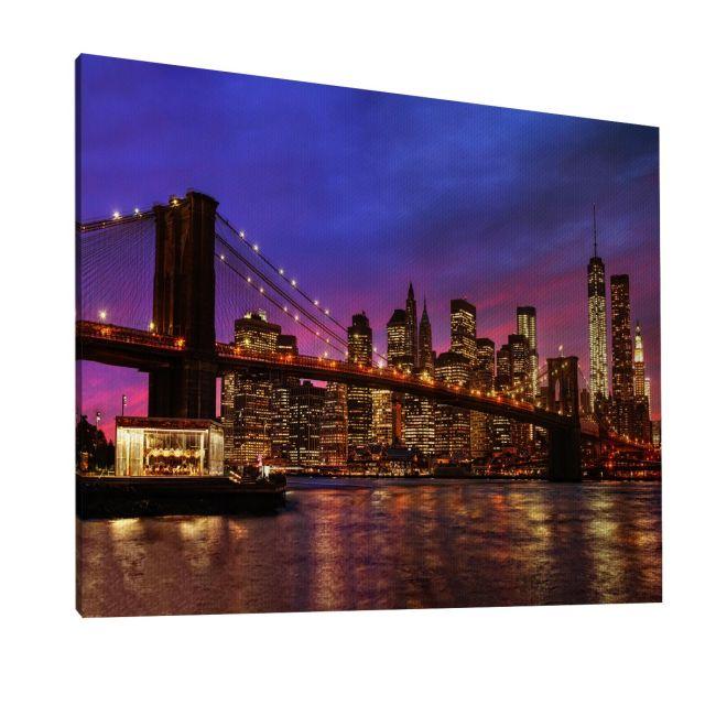 Πίνακας σε καμβά Brooklyn bridge and Manhattan at sunset