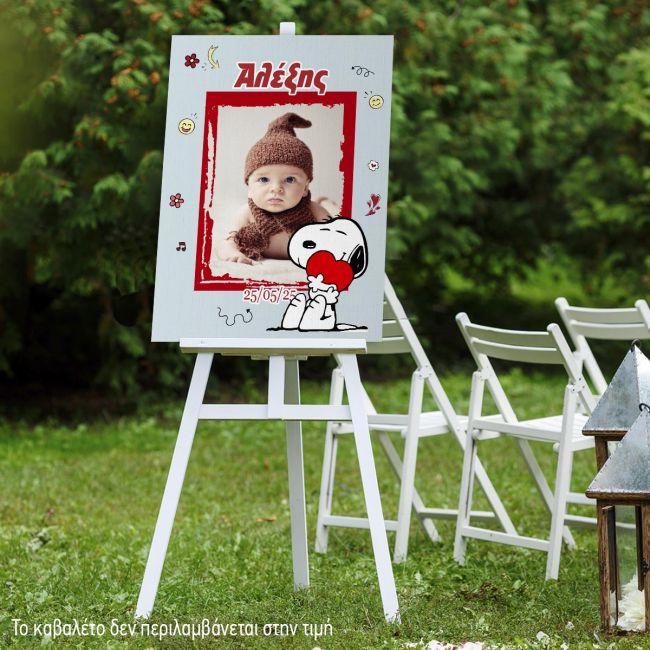 Canvas print Baptism Snoopy, personalized with photo
