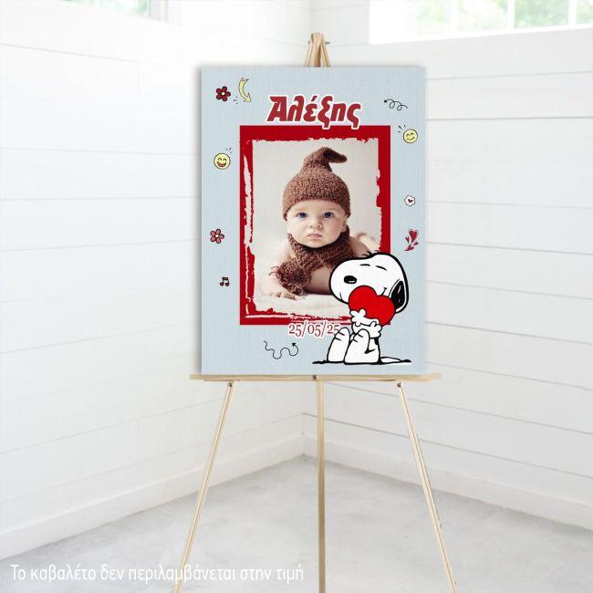 Canvas print Baptism Snoopy, personalized with photo