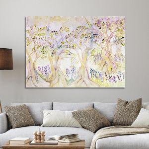 Canvas print Olive trees in lavender field