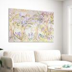 Canvas print Olive trees in lavender field