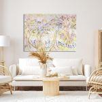 Canvas print Olive trees in lavender field