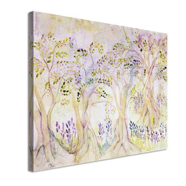 Canvas print Olive trees in lavender field