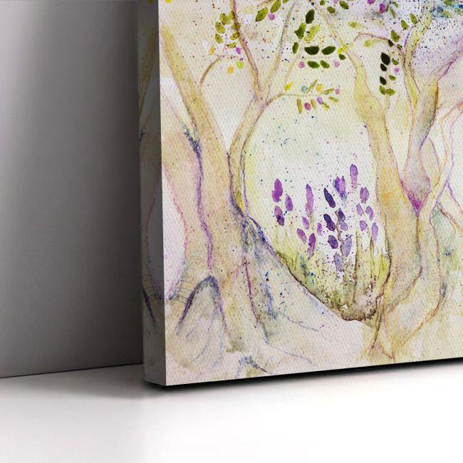 Canvas print Olive trees in lavender field