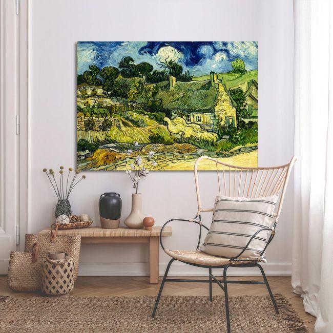 Πίνακας ζωγραφικής Thatched cottages at Cordeville, Vincent van Gogh