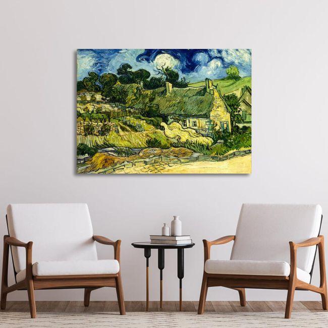 Canvas print Thatched cottages at Cordeville, Vincent van Gogh