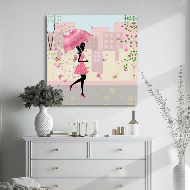 Canvas print Umbrella in the city