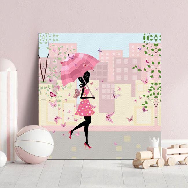 Canvas print Umbrella in the city