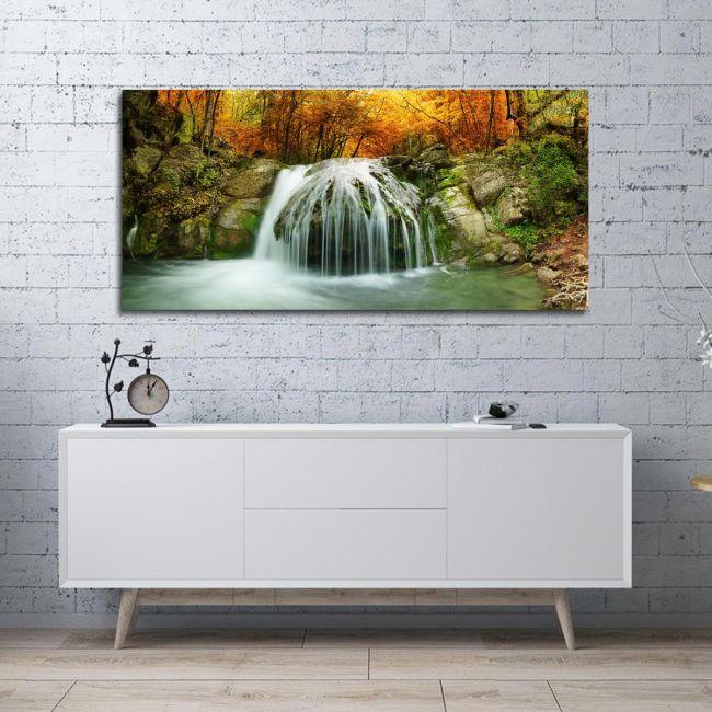 Canvas print Autumn creek, panoramic