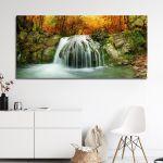 Canvas print Autumn creek, panoramic