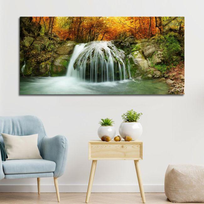Canvas print Autumn creek, panoramic