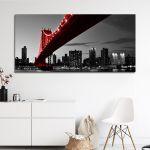 Canvas print Red Manhattan bridge, panoramic