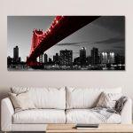 Canvas print Red Manhattan bridge, panoramic