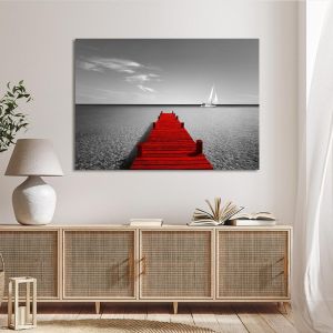 Πίνακας σε καμβά κόκκινη προβλήτα Red view Καμβάς ατελάρωτος Όψη 1 2