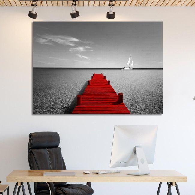 Πίνακας σε καμβά κόκκινη προβλήτα, Red view