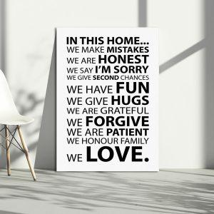 Πίνακας σε καμβά In this home, house rules