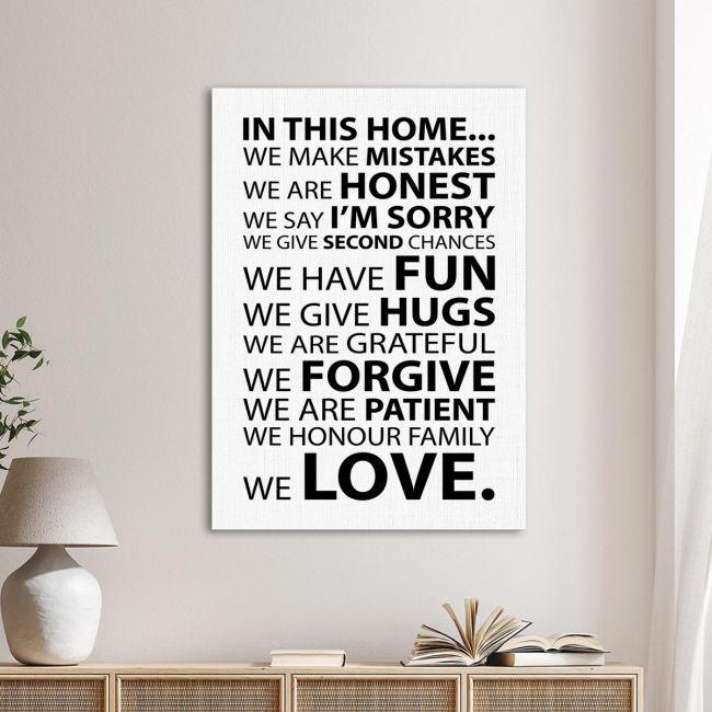 Πίνακας σε καμβά In this home, house rules