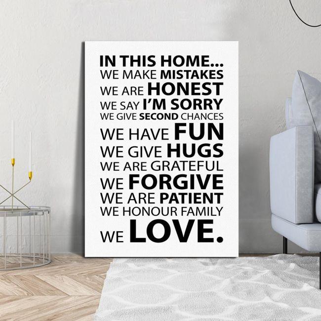 Canvas print In this home, house rules