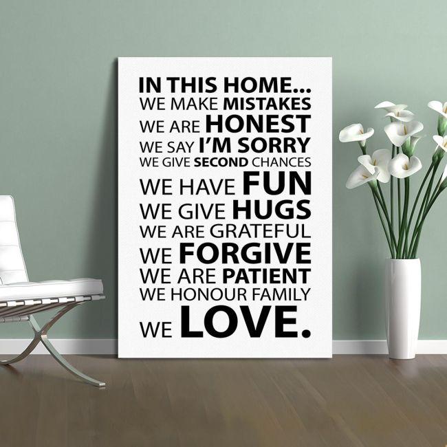 Canvas print In this home, house rules