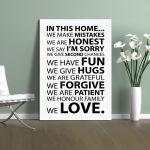Canvas print In this home, house rules