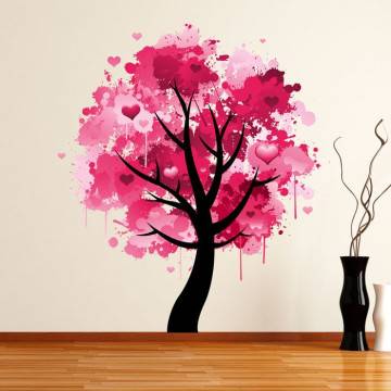 Αυτοκόλλητο τοίχου χρωματιστό δέντρο και καρδιές, Splash tree!