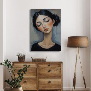 Πίνακας σε καμβά Modern Modigliani female portrait Καμβάς τελαρωμένος Όψη 1 2
