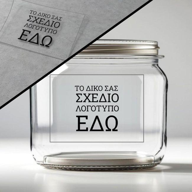 Αυτοκόλλητη διάφανη ετικέτα οριζόντια παραλληλόγραμμη, προσωποποιημένη